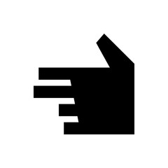 Poster - A stylized black hand pointing to the left with horizontal bars representing fingers on a white background