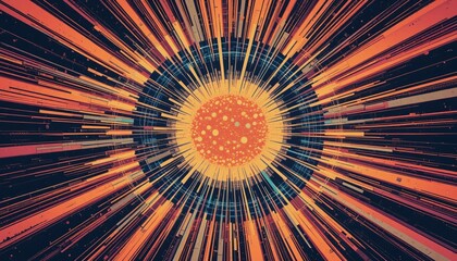Fototapete - Dynamic burst of energy abstract universe digital art vibrant colors close-up view cosmic concept
