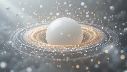 Poster - Cosmic event ethereal sphere surrounded by stellar matter digital art abstract universe close-up view celestial concept