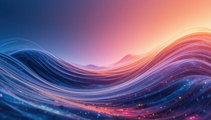 Poster - dynamic ocean waves at sunrise abstract art digital landscape serene environment wide angle view flu