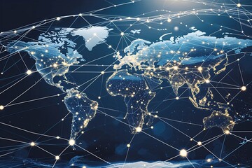 Poster - Futuristic Global Network Visual Depicting Connectivity and Digital Web Ecosystem
