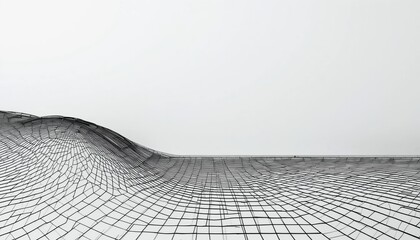 Fototapete - Dynamic wave simulation digital landscape 3d visualization abstract environment wide-angle perspective innovation concept