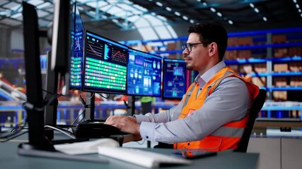 Poster - Hispanic Man Working At Computer