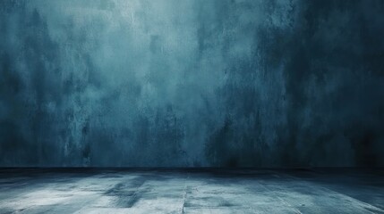Poster - Dark blue textured wall and floor background.