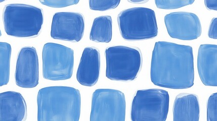 Poster - Abstract blue shapes pattern on white backdrop creating a modern artistic design seamless texture with watercolor style and soft brush strokes for textile art