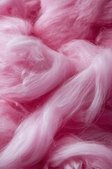 Poster - Delicate pink merino wool fibers create a soft and fluffy texture perfect for crafting and textile design showcasing a gentle and soothing visual mood