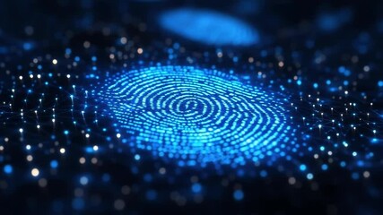 Poster - Close-up of glowing digital fingerprint symbolizing biometric security and technology. Data protection, cyber security
