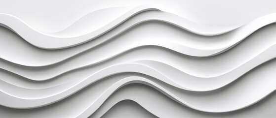Wall Mural - Abstract white wave pattern background with smooth curves and elegant shadows for modern design and minimalist concept