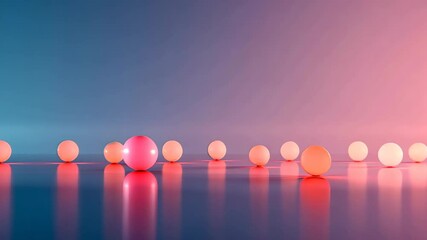 Poster - Colorful spheres dance on a reflective surface under vibrant lighting in a creative abstract display Generative AI