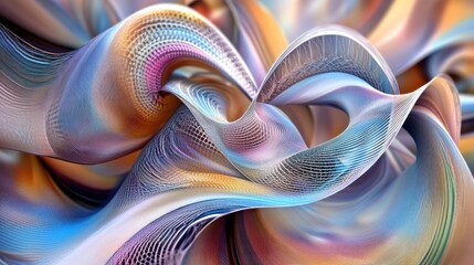 Poster - Abstract swirling colorful 3D mesh pattern.