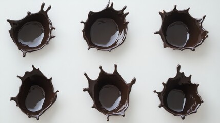 Poster - Chocolate liquid splash pattern on white background creating a delicious and tempting visual treat, top view, studio shot, food photography, confectionery style.