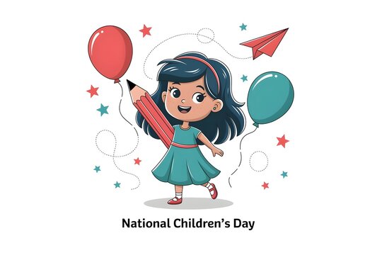 National Children's Day With Balloons and Decorations
