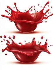 Poster - Red liquid splash in dynamic motion against a clean white background showcasing vibrant color and fluid dynamics creating a visually captivating and modern artistic effect