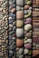 Poster - Diverse Textures of Stone and Brick A Captivating Mosaic of Natural Elements Showcasing Earthy Tones and Varied Surfaces for Design and Decoration