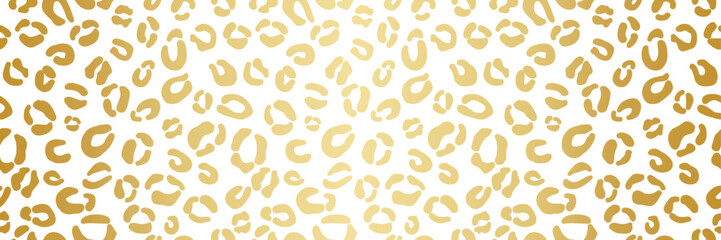 Aufkleber - Gold gradient and white animal print vector banner, gradient retro cheetah or leopard print wide horizontal background design