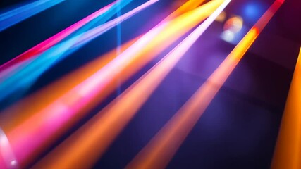 Poster - Colorful light beams dance across a dark background in an artistic display of motion and energy Generative AI