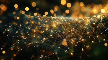 Poster - Abstract gold network with bokeh lights.