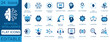 © unique - Artificial intelligence icon set. Features editable icons for machine learning, data science, AI, virtual assistant, generative AI, technology, Turing test and more. perfect for flat icon collection