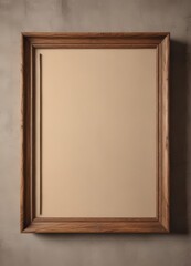 Wall Mural - Blank photo album pages open vertically, ready for pictures  Rustic wooden frame ,  vertical,  craft,  beige