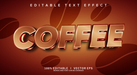 Poster - coffe 3d vector text effect with modern style design