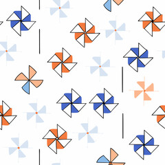Poster - Hand Drawn Seamless Vector Colorful pinwheels in playful pattern create cheerful and vibrant design, perfect for various creative projects, on white background, commercial use
