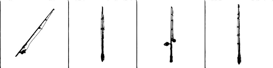 Poster - illustration of various black musical instruments in silhouette showcasing their distinct shapes and