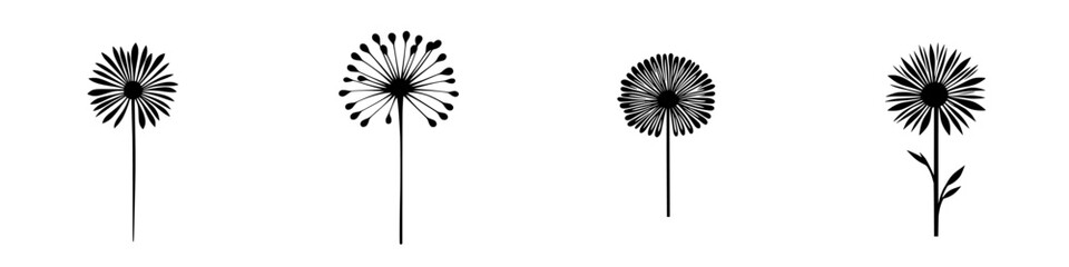 Poster - various black floral icon designs showcasing unique shapes and styles suitable for graphic elements 