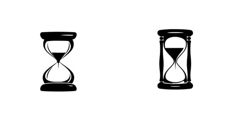 Poster - hourglass icons representing the passage of time with a simple, modern design in black and white col
