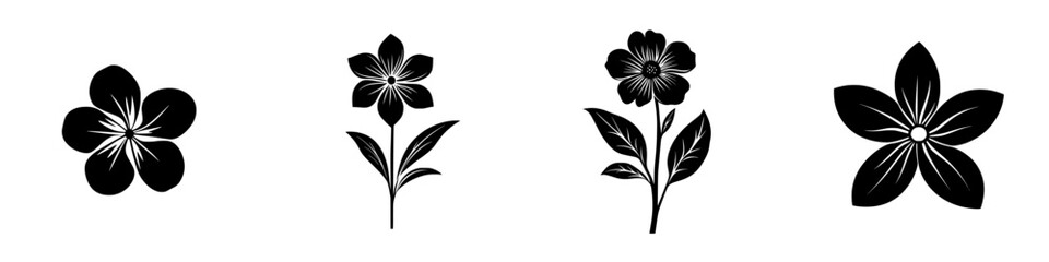 Poster - a collection of black flower icons showcasing various floral designs and shapes in a minimalistic st