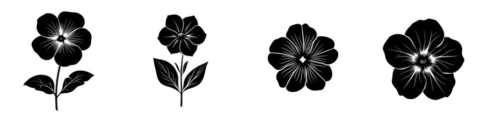Poster - black floral icons featuring various flower designs suitable for graphic design and digital art proj