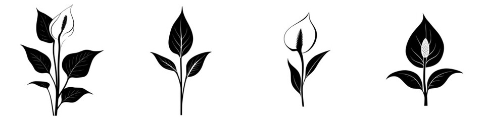 Poster - various black floral icons showcasing distinct designs and shapes suitable for graphic use