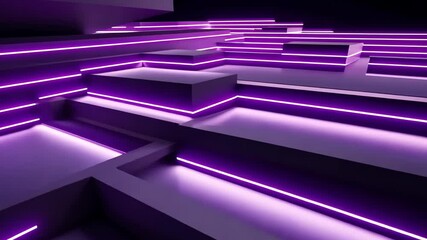 Fototapete - Illuminated geometric patterns create a captivating atmosphere in a modern digital wonderland at night Generative AI