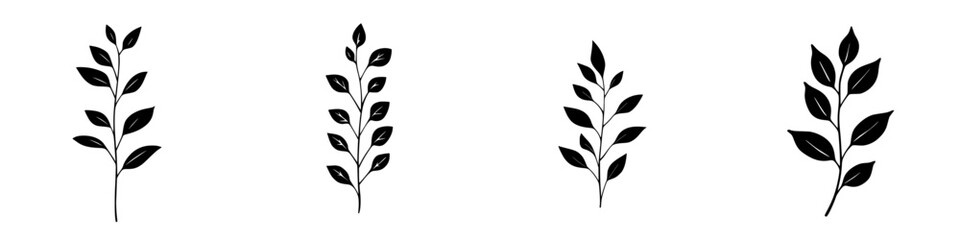 Poster - black leaf icons in a minimalist style suitable for digital design and creative projects