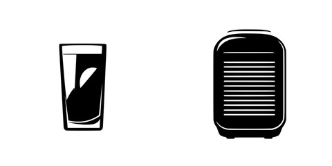 Poster - black icon depicting a glass and a household appliance in a simple and clean design