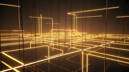 Poster - Experience a mesmerizing glow of neon lights illuminating an abstract digital landscape at night Generative AI