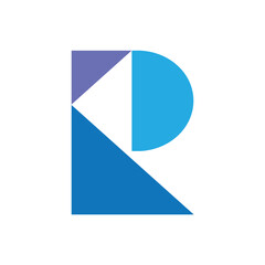 Aufkleber - this is a geometric abstract logo design of initial letter R in blue tones that looks clean on a white background