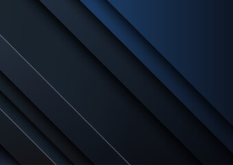Poster - abstract blue black diagonal stripes modern background with overlapping panels dark elegant sophisti