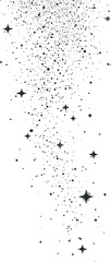 Wall Mural - black and white illustration of scattered stars and sparkles creating a cosmic night sky pattern
