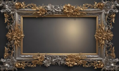 Wall Mural - Intricate gold & silver floral frames, vintage style  , frame, elegant, detail