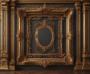 Wall Mural - Intricate Victorian frames, ornate details, gold accents, leaf,  antique,  embellishment