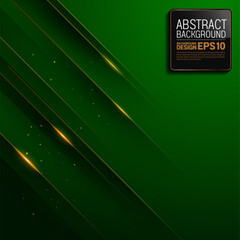 Wall Mural - Luxury green abstract background with golden diagonal lines, square 1080x1080 format, Islamic and Diwali festival invitation banner, elegant wallpaper design, vector art, not AI generated