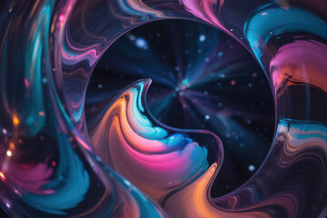 Poster - Mesmerizing Swirling Abstract Artwork in Vibrant Neon Hues of Pink, Blue, and Purple