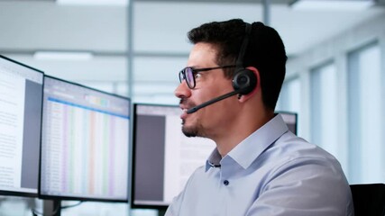 Poster - Happy Customer Support Specialist In Call Center Providing Excellent Service