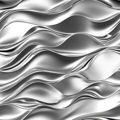 Poster - Seamless silver wave tile design with smooth texture perfect for contemporary interior decor