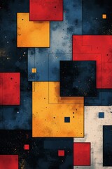 Poster - Abstract geometric art with colorful rectangular shapes on a textured background