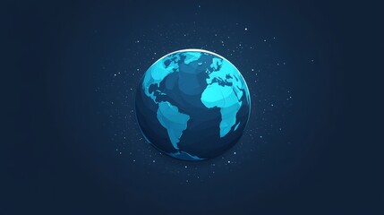 Wall Mural - Flat design of a globe with continents in different shades of blue