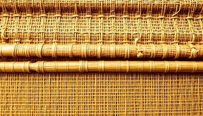Poster - Close-up view of a beautifully woven bamboo fiber fabric showcasing intricate patterns
