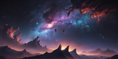Wall Mural - vast, swirling nebulae paint a cosmic landscape across the night sky , night, night sky