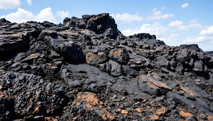 Poster - Majestic rocky mountain formed from eroded volcanic ash rock surrounded by blue sky