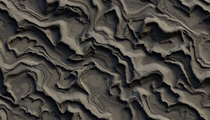 Poster - Unique and intricate erosion patterns creating a very dark textured surface on rock